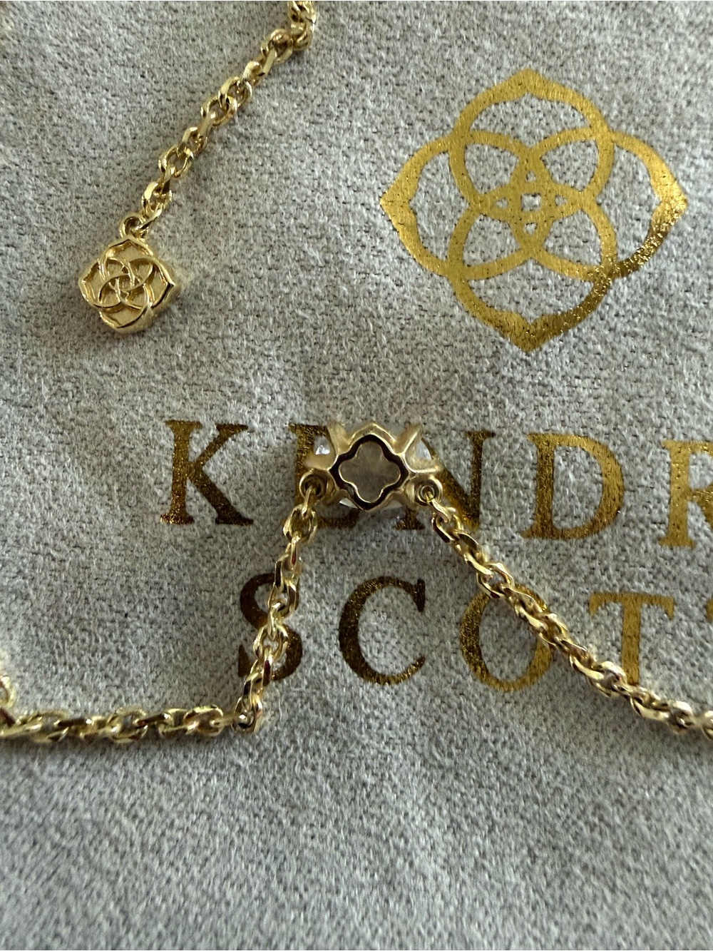 Kendra Scott Gold Necklace with Clear Crystal Pendant - Picture 3 of 5